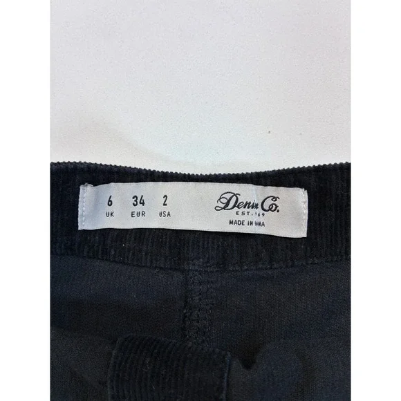 DENIM CO Black Dark Academia Corduroy Button A Line Winter Mini Skirt Size 2 - Picture 2 of 9